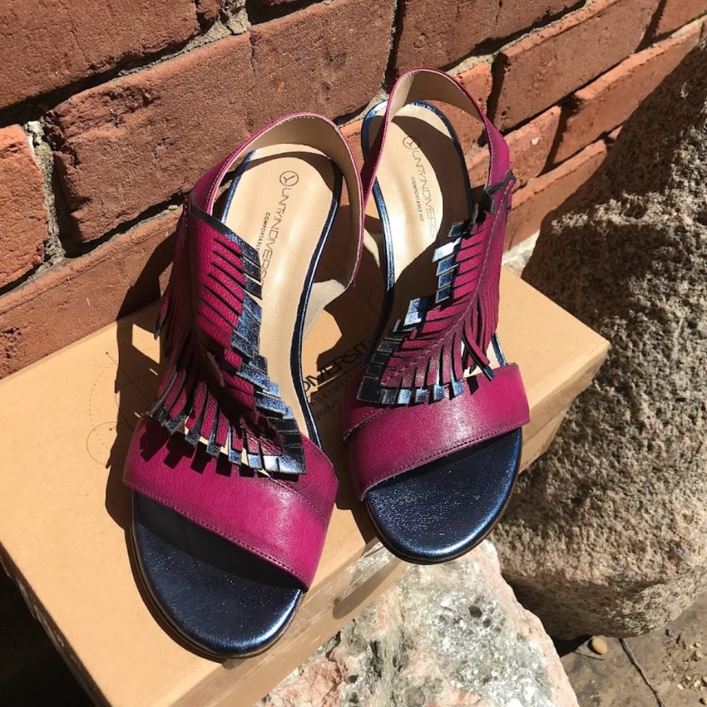 Unity In Diversity Leather Hippolyta Strappy Sandals Size 8.5/40